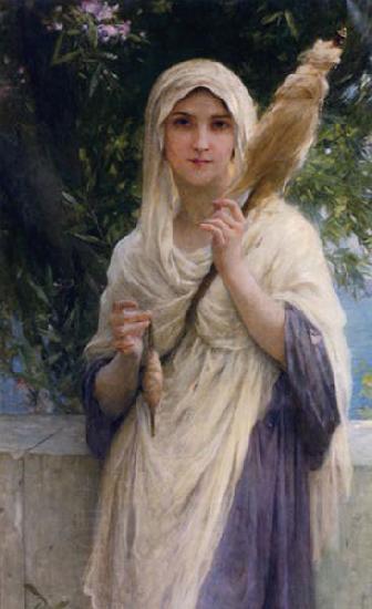 Charles-Amable Lenoir The Spinner by the Sea China oil painting art